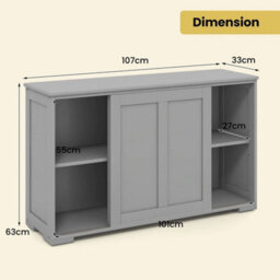 Grey Sideboard With Sliding Door & Double Partition Kitchen Storage - thumbnail 2