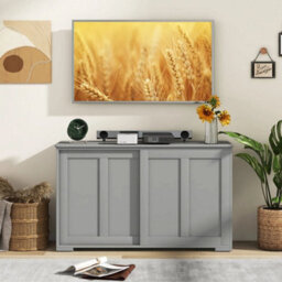 Grey Sideboard With Sliding Door & Double Partition Kitchen Storage - thumbnail 1