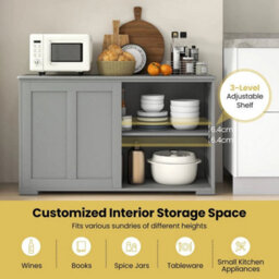 Grey Sideboard With Sliding Door & Double Partition Kitchen Storage - thumbnail 5