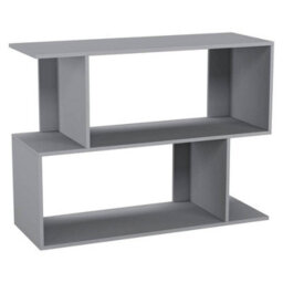Urbn-Living Urbnliving 80Cm Width Grey 2-Tier Bookcase Irregular Storage Shelf Wooden Shelving Display Organiser Unit - thumbnail 3