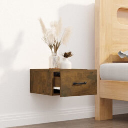Berkfield Wall-Mounted Bedside Cabinet Smoked Oak 35X35X20 Cm - thumbnail 3