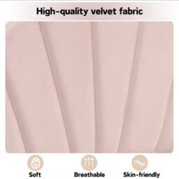 Abrihome 90X190Cm, Velvet Upholstered Single Bed, Shell-Like Bed With Golden Iron Legs, Height-Adjustable Headboard, Pink - thumbnail 2