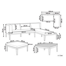 Beliani Garden Lounge Set With Table And Ottoman 3 Seater Bracciano Left Hand Certified Acacia Wood Light Beige - thumbnail 3