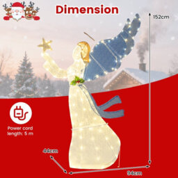 Costway 5 Ft Lighted Angel Christmas Decoration Pre-Lit Halo Angel Holding Star W/ Led Lights - thumbnail 2