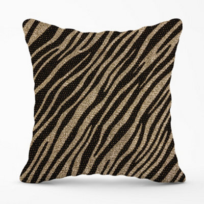 Warren Reed Designer Golden Zebra Print Cushions 60Cm X 60Cm - image 1