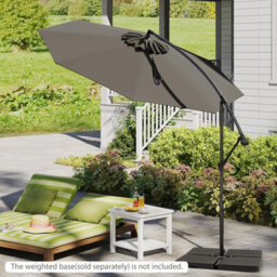 Costway 295 Cm Patio Offset Parasol Outdoor Hanging Cantilever Umbrella W/ Easy Tilt Adjustment-Grey - thumbnail 6