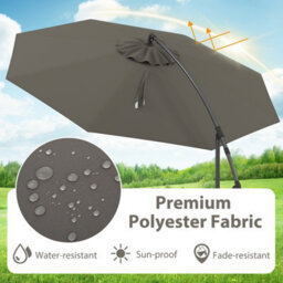 Costway 295 Cm Patio Offset Parasol Outdoor Hanging Cantilever Umbrella W/ Easy Tilt Adjustment-Grey - thumbnail 5