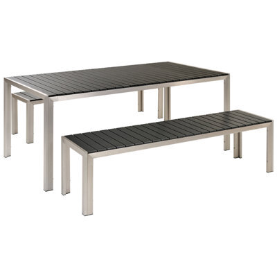 Beliani Garden Dining Set With Benches 6 Seater Nardo Black/ Silver - image 1