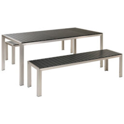 Beliani Garden Dining Set With Benches 6 Seater Nardo Black/ Silver - thumbnail 1