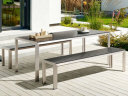 Beliani Garden Dining Set With Benches 6 Seater Nardo Black/ Silver - thumbnail 2