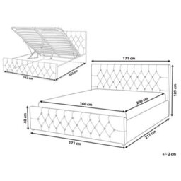 Beliani Ottoman Bed Fabric Amiens 160 X 200 Cm (Eu King Size) Light Grey - thumbnail 3