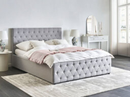 Beliani Ottoman Bed Fabric Amiens 160 X 200 Cm (Eu King Size) Light Grey - thumbnail 2