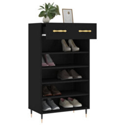 Berkfield Shoe Cabinet Black 60X35X105 Cm Engineered Wood - thumbnail 4