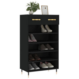 Berkfield Shoe Cabinet Black 60X35X105 Cm Engineered Wood - thumbnail 3