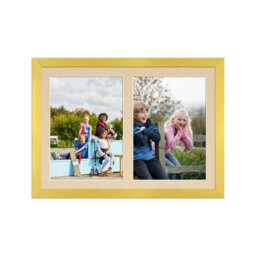 AK Frames 20X14 Gold Modern Multi Photo Frame With Ivory Mount - Holds 2 Apertures (2X) A4 Photos - thumbnail 1