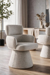 Fmd Furniture Zuno Sculpted Swivel Dining Chair In Birch Finish - thumbnail 2