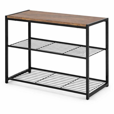 3 Tier Shoe Rack Storage Shelves Black Dark Wood - image 1