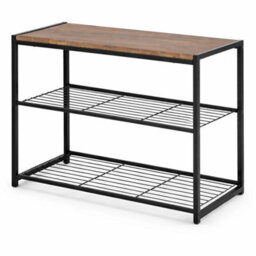 3 Tier Shoe Rack Storage Shelves Black Dark Wood - thumbnail 1