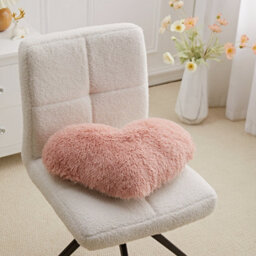 Living And Home Heart Shaped Long Plush Throw Pillow Cover Pink - thumbnail 2