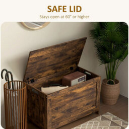 Rustic Brown Modern Storage Chest With 2 Safety Hinges For Living Room, Entryway - thumbnail 5