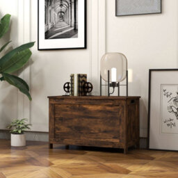 Rustic Brown Modern Storage Chest With 2 Safety Hinges For Living Room, Entryway - thumbnail 4