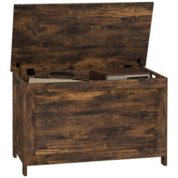 Rustic Brown Modern Storage Chest With 2 Safety Hinges For Living Room, Entryway - thumbnail 3