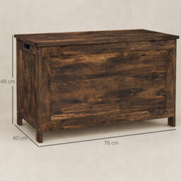 Rustic Brown Modern Storage Chest With 2 Safety Hinges For Living Room, Entryway - thumbnail 2