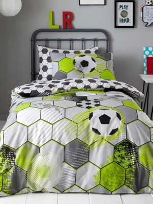 Football Stamp Single Duvet Cover And Pillowcase Set