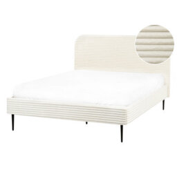 Beliani Bed Corduroy Flayat 140 X 200 Cm (Eu Double) Off-White - thumbnail 1