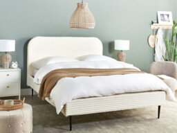 Beliani Bed Corduroy Flayat 140 X 200 Cm (Eu Double) Off-White - thumbnail 2