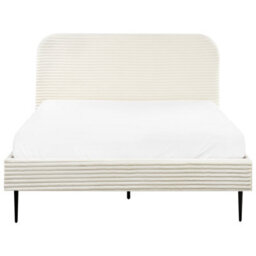 Beliani Bed Corduroy Flayat 140 X 200 Cm (Eu Double) Off-White - thumbnail 6