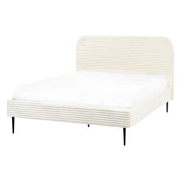 Beliani Bed Corduroy Flayat 140 X 200 Cm (Eu Double) Off-White - thumbnail 4
