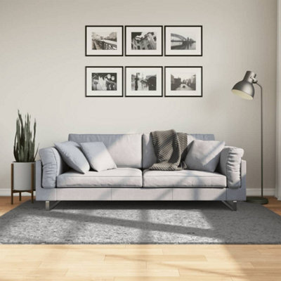Berkfield Shaggy Rug Pamplona High Pile Modern Grey 140X200 Cm - image 1