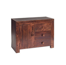 Loft Dark Mango Wooden 1 Door And 3 Drawers Sideboard - thumbnail 1