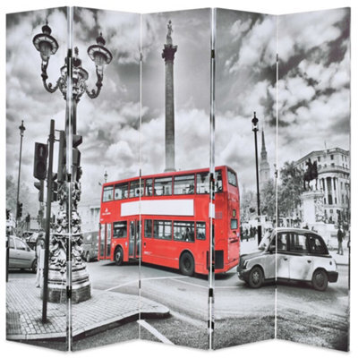 Berkfield Folding Room Divider 200X170 Cm London Bus Black And White - image 1