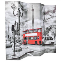 Berkfield Folding Room Divider 200X170 Cm London Bus Black And White - thumbnail 2