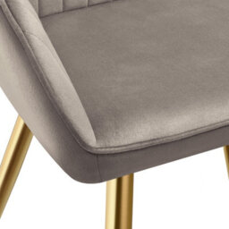 Tectake 1 Dining Chair Marilyn - Quilted Velvet, Continuous Backrest, Gold Steel Legs  - Taupe/gold - thumbnail 9