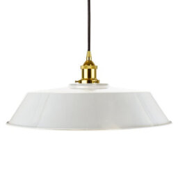 Pale Grey Large Chancery Painted Dome Pendant Light With Gold Lamp Holder And Black Round Cable - Se Home - thumbnail 1