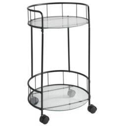 Spot On Dealz Drinks Trolley Kitchen Island Bar Cart Trolley Serving Trolleys With Two Glass Shelves Black - thumbnail 3