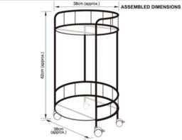 Spot On Dealz Drinks Trolley Kitchen Island Bar Cart Trolley Serving Trolleys With Two Glass Shelves Black - thumbnail 4