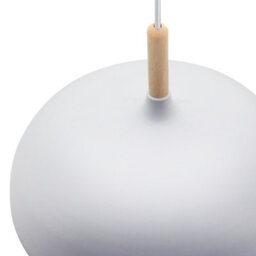 Long Life Lamps Company Modern White Ceiling Pendant Light Metal Dome Shade Wooden Fitting M0108 - thumbnail 5
