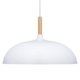 Long Life Lamps Company Modern White Ceiling Pendant Light Metal Dome Shade Wooden Fitting M0108 - thumbnail 4