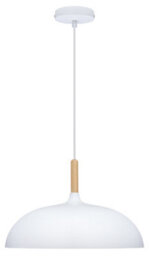 Long Life Lamps Company Modern White Ceiling Pendant Light Metal Dome Shade Wooden Fitting M0108 - thumbnail 3