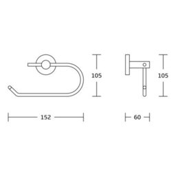 Bubly Bathrooms Chrome Plan Toilet Roll Holder - Wall Mounted Mild Steel Gloss Finish Modern Design - thumbnail 2