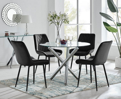 Furniturebox Uk Selina Round Dining Table And 4 Black Pesaro Black Leg Chairs - image 1