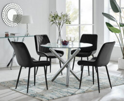 Furniturebox Uk Selina Round Dining Table And 4 Black Pesaro Black Leg Chairs - thumbnail 1
