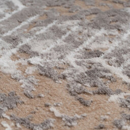 Loomed Neutral Beige Distressed Abstract Metallic Geometric Living Area Rug 120X170Cm - thumbnail 5