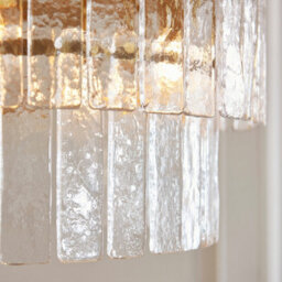 Luminosa Lighting Luminosa Karine Pendant Ceiling Light Brushed Aged Brass Plate & Clear Handmade Textured Glass 5X E14 - thumbnail 5