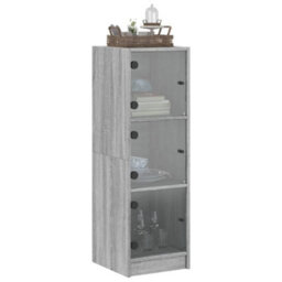 Berkfield Highboard With Glass Doors Grey Sonoma 35X37X109 Cm - thumbnail 4
