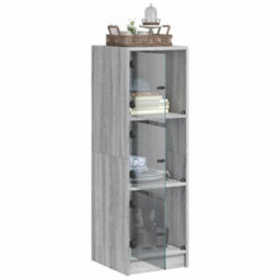 Berkfield Highboard With Glass Doors Grey Sonoma 35X37X109 Cm - thumbnail 5